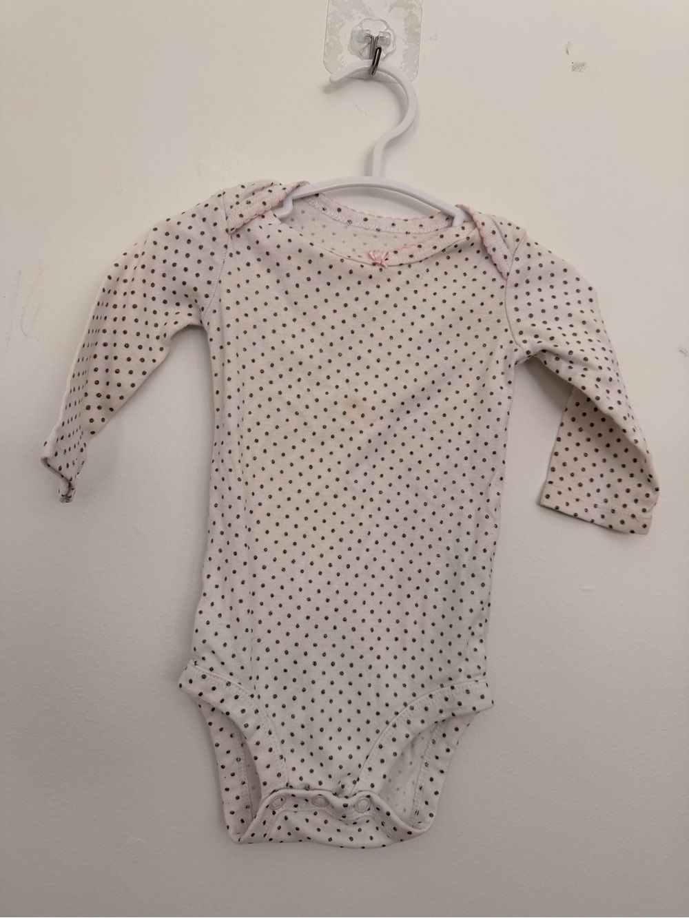 Carters just one you long sleeve polka dot babygirl bodysuit